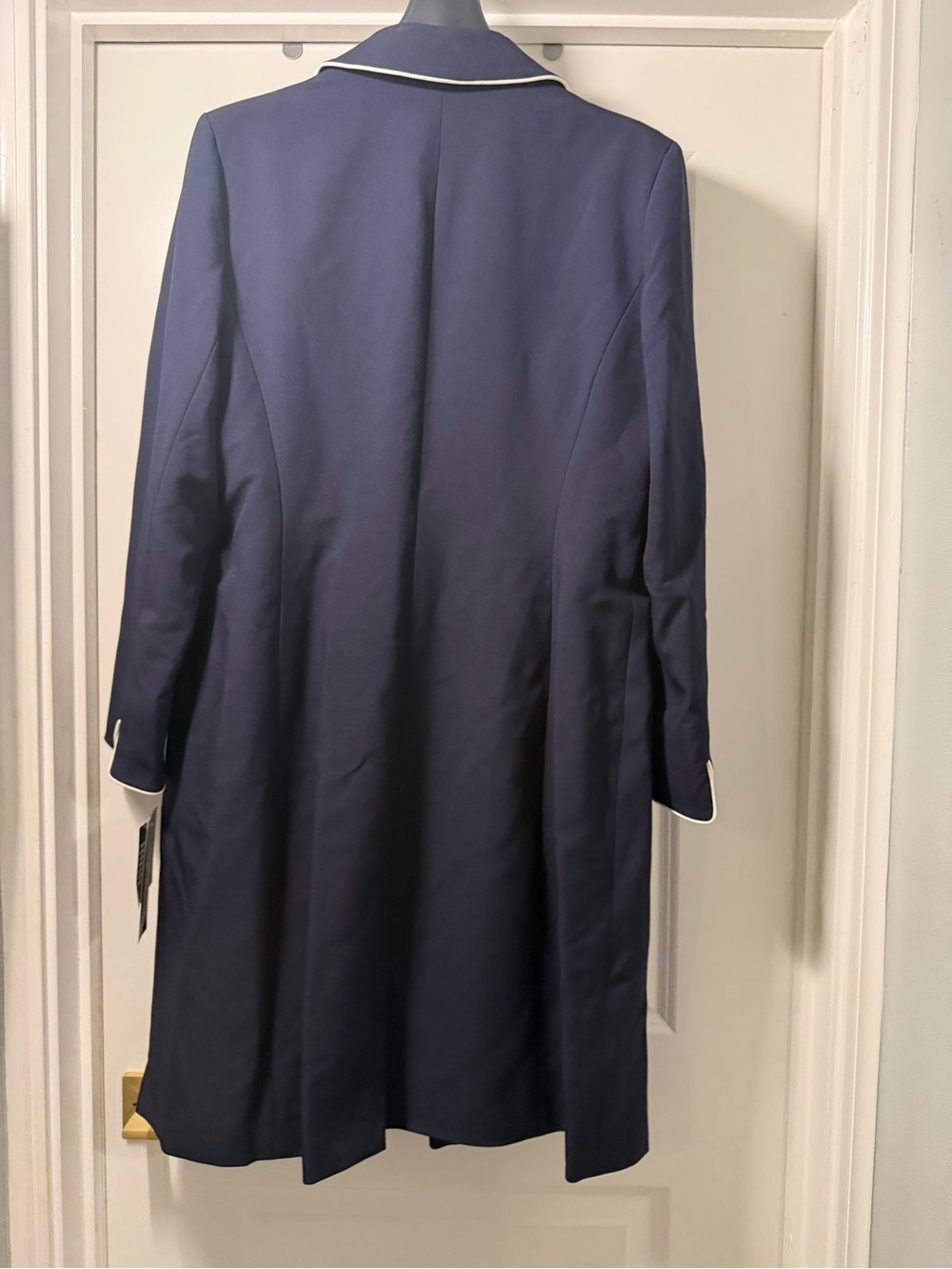 Le Suit Navy Piped Longline Blazer Coat suit Two piece - Picture 5 of 6